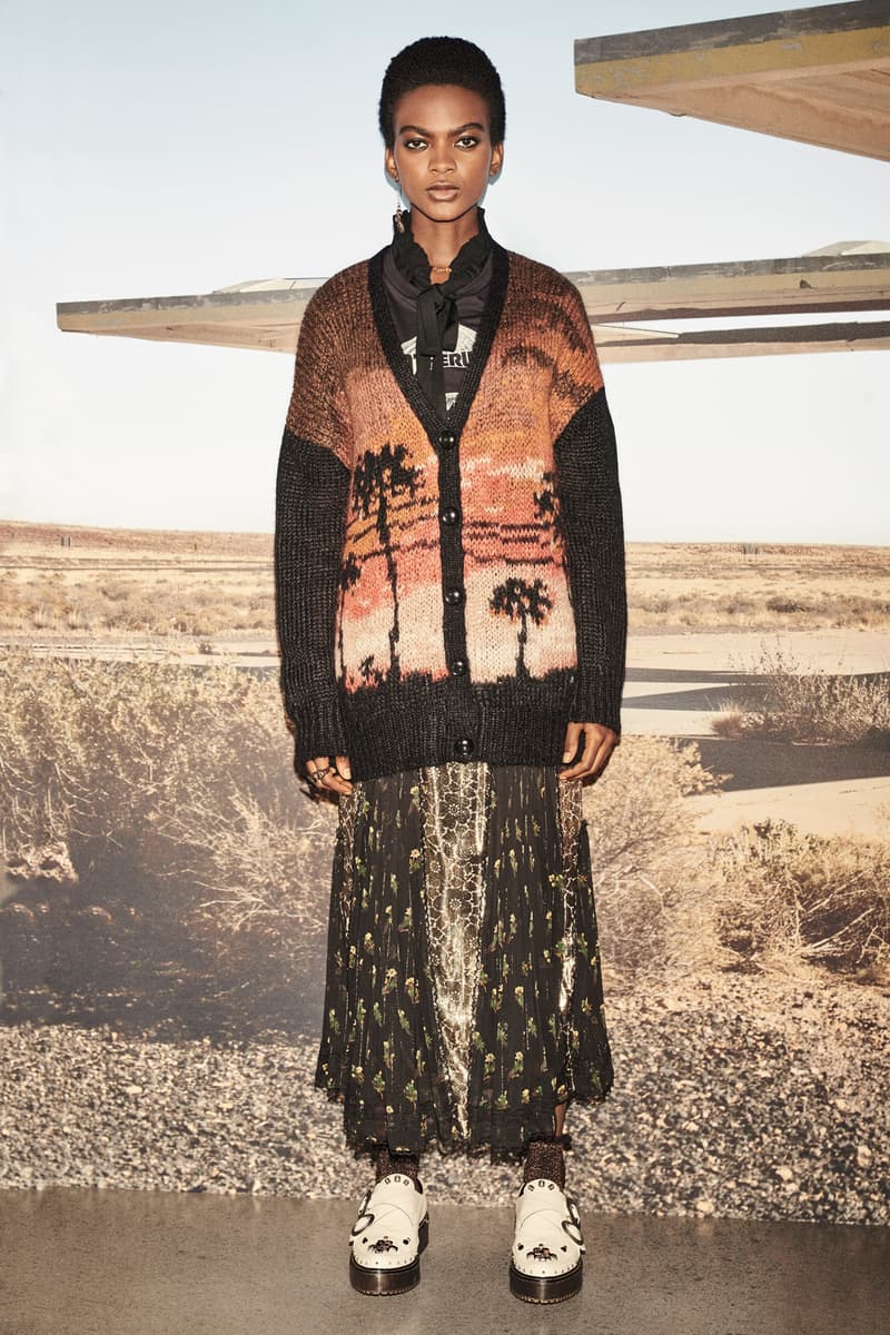 Coach 1941 Resort 2019 Collection Lookbook Floral Dress Oversized Cardigan Black Brown
