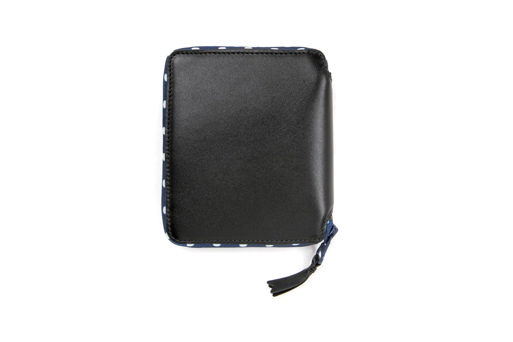 COMME des GARÇONS Leather Wallet Black Polka Dot White Blue
