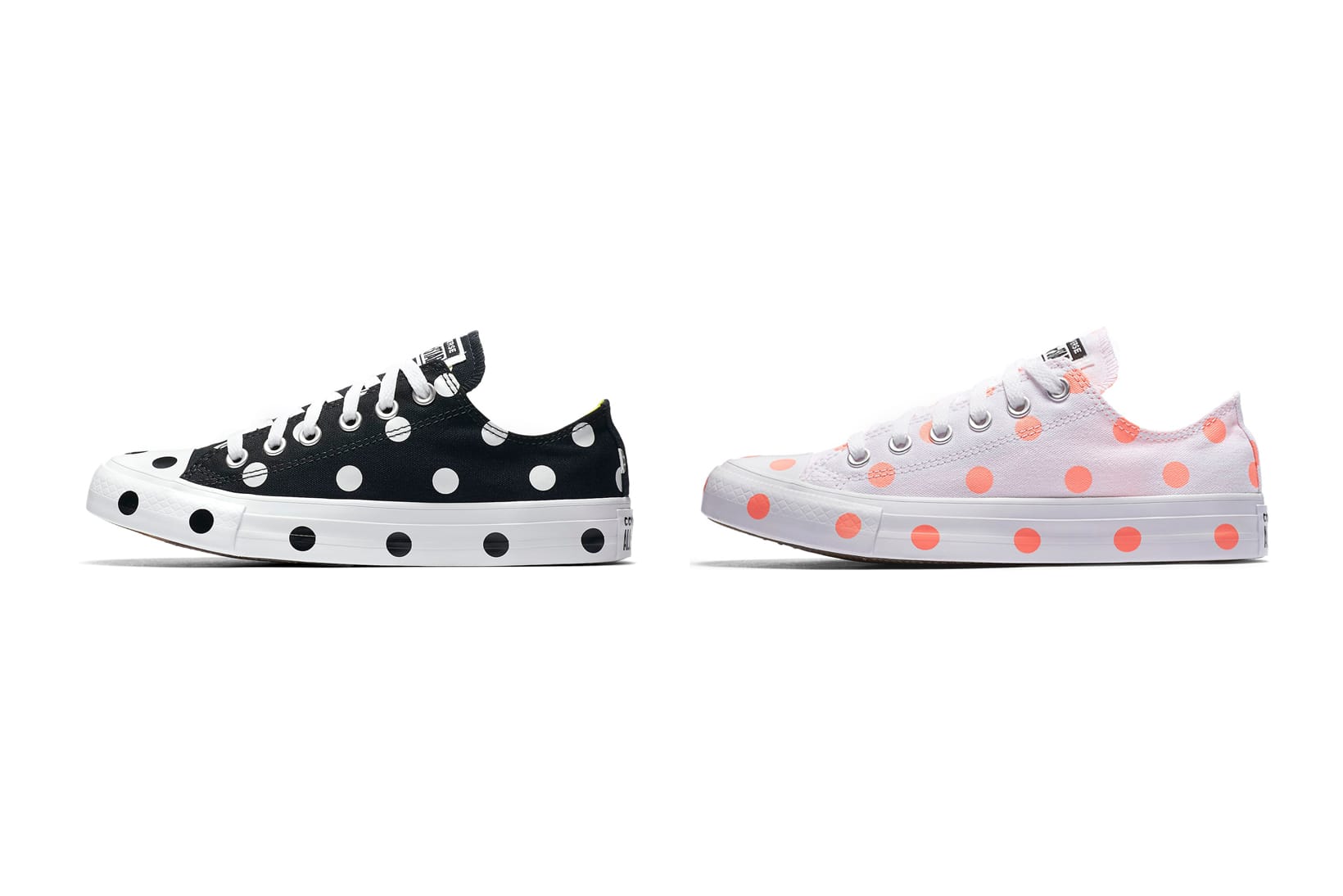 black and white polka dot converse