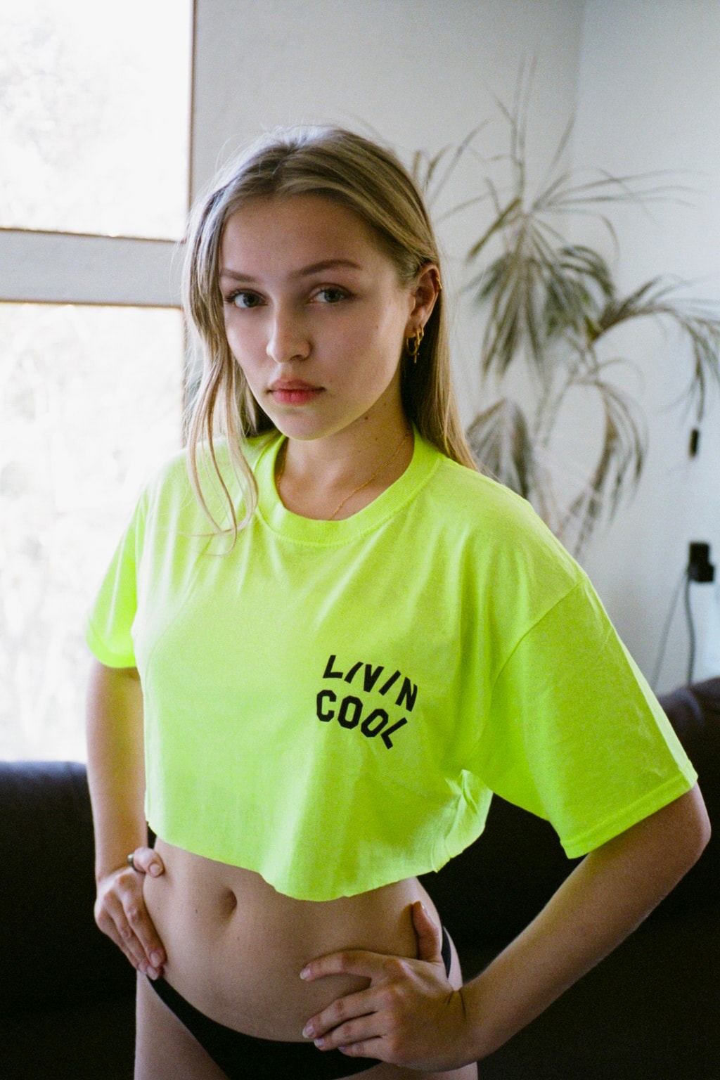 livin cool Emanuele D'Angelo Lookbook Logo Crop T-Shirt Fluorescent Yellow