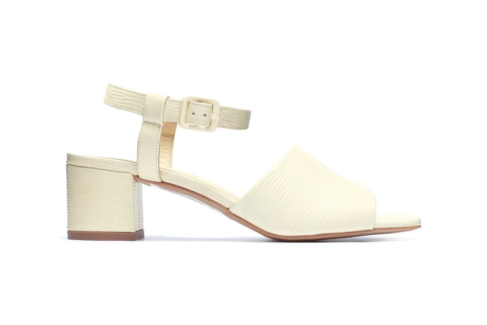 Everlane Block Heel Sandal Cream Lizard