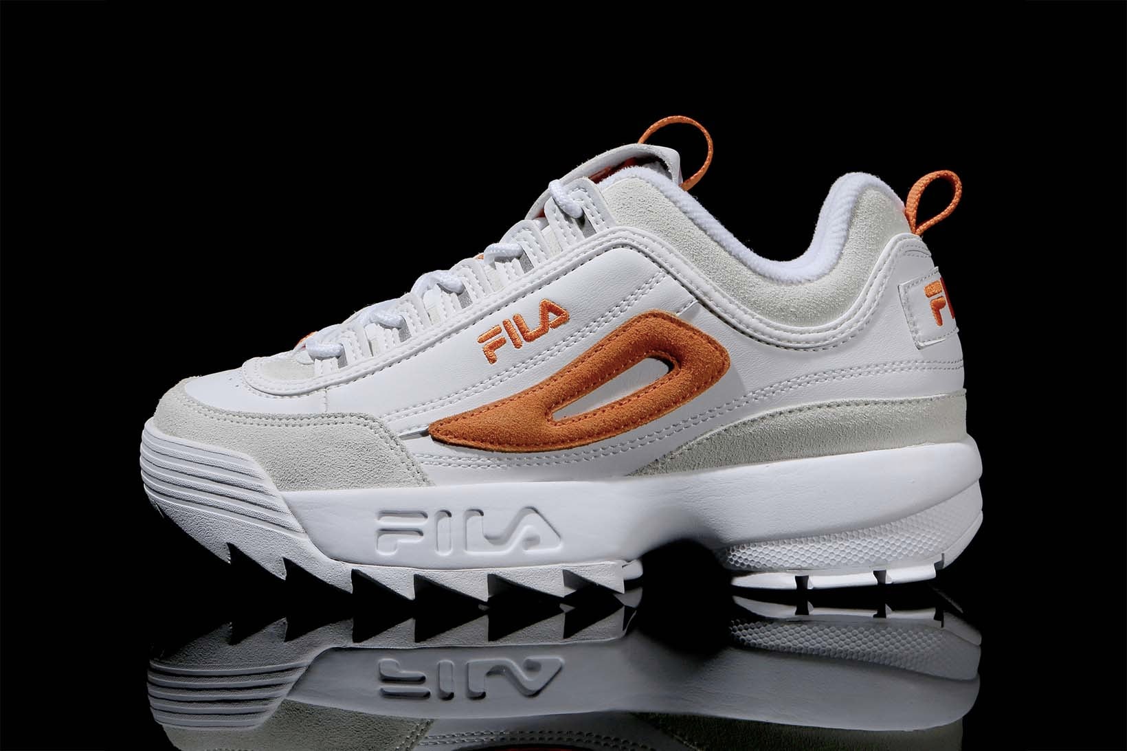 FILA Korea Disruptor 2 Point Sneakers White Pink Orange Suede