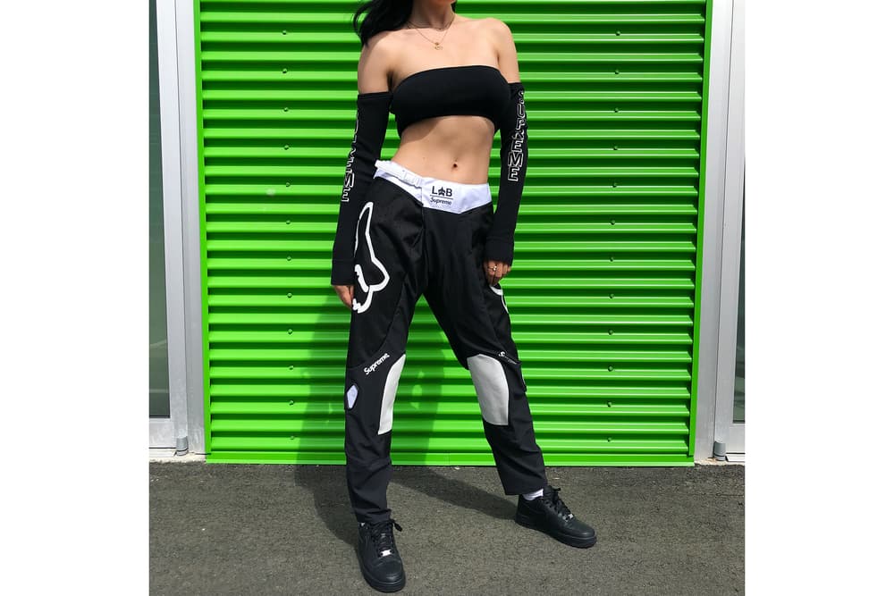 frankie collective supreme reworked vintage pieces fox racing tube top black white