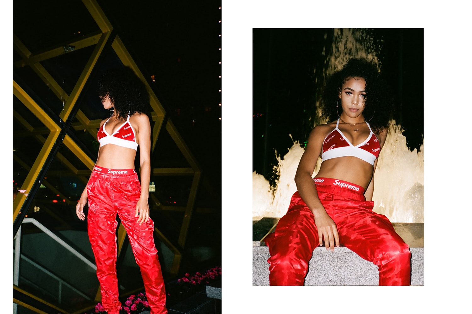 Frankie Collective Supreme Reworked Red Triangle Bralette Velour Logo