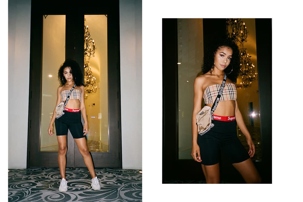 Frankie Collective Supreme Reworked Burberry Tube Top Bralette Biker Shorts Bag