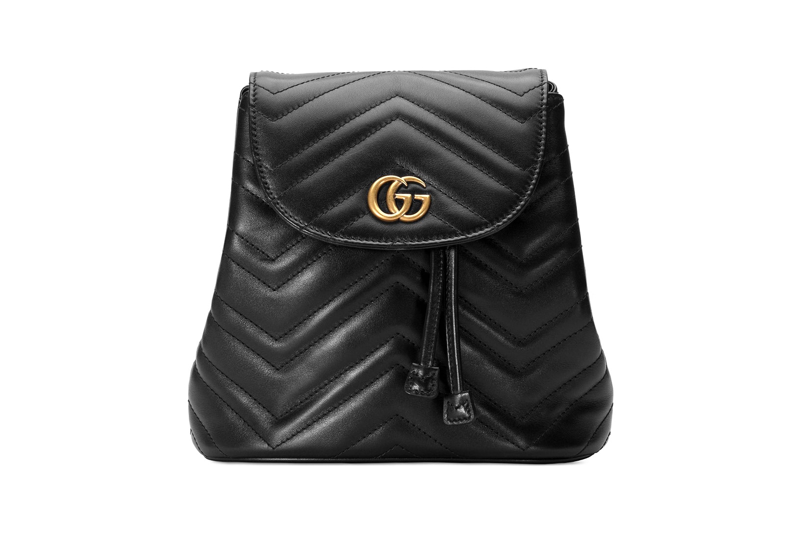Gucci GG Marmont Matelassé Backpack Black Quilted Chevron Designer Bag