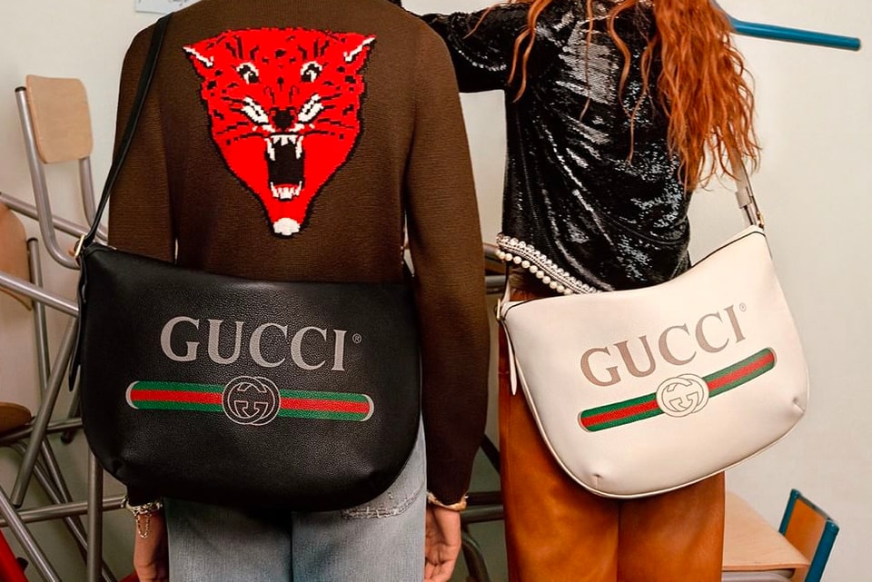 Gucci Half-Moon Hobo Bag In White and Black | Hypebae