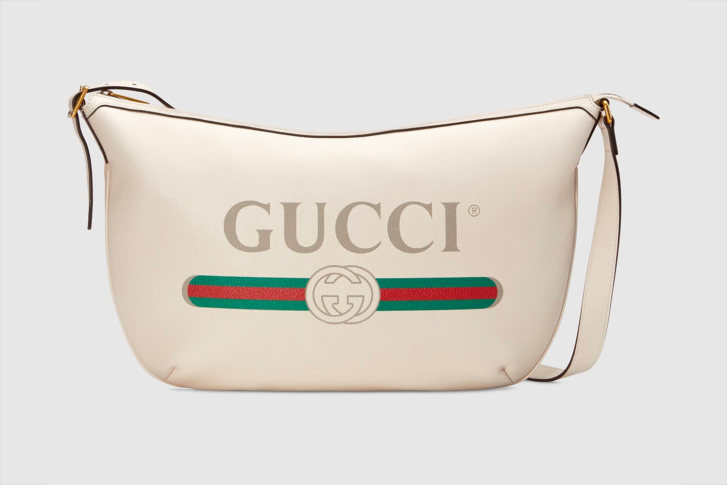 Gucci Half Moon Hobo Bag Pre Fall 2018 Vintage Logo White