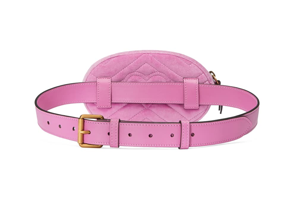 Gucci Marmont Belt Bag Pink Velvet With Crystals | HYPEBAE
