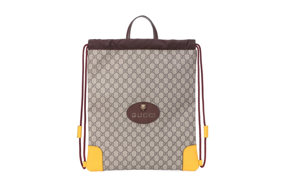 Gucci Monogram Canvas Classic Logo Rucksack Drawstring Shoulder Bag Y2K Gucci Drawstring GG Monogram Canvas Backpack Bag Beige main image 3