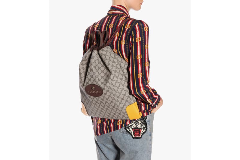 Buy Gucci's Drawstring Monogram Backpack Print Retro Tiger Summer Bag Pouch