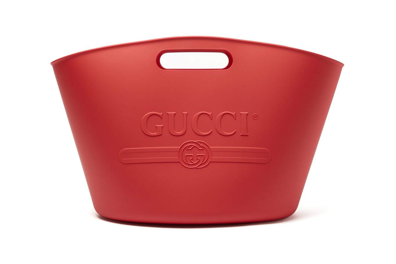 Gucci Oversized Logo-Embossed Rubber Bag Red
