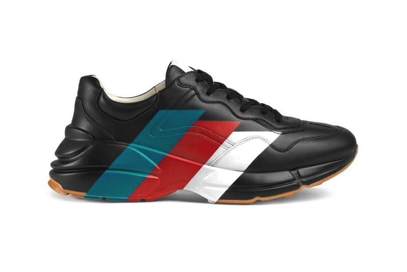 Gucci Rhyton Web Print Leather Sneaker Black