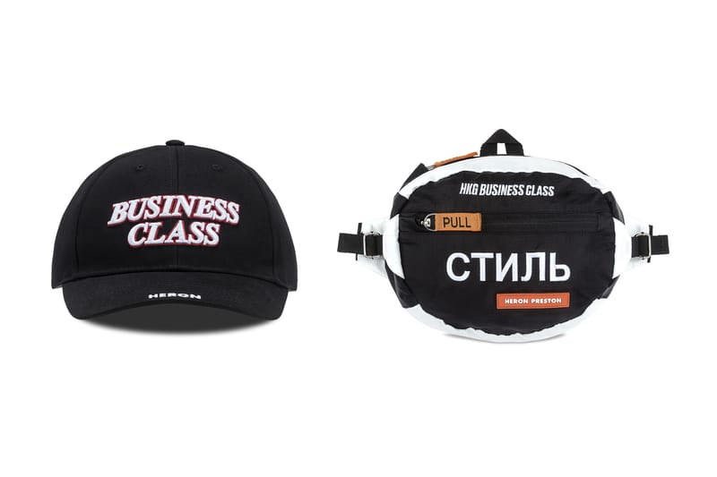 Heron Preston's "Business Class" Fanny Packs & Hats Have Arrived