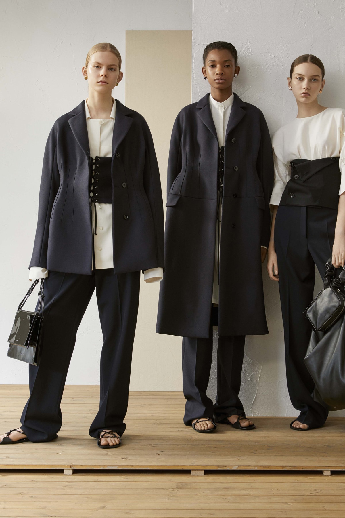 Jil Sander Resort 2019 Collection Lookbook Blazer Bustier Trousers Navy Black