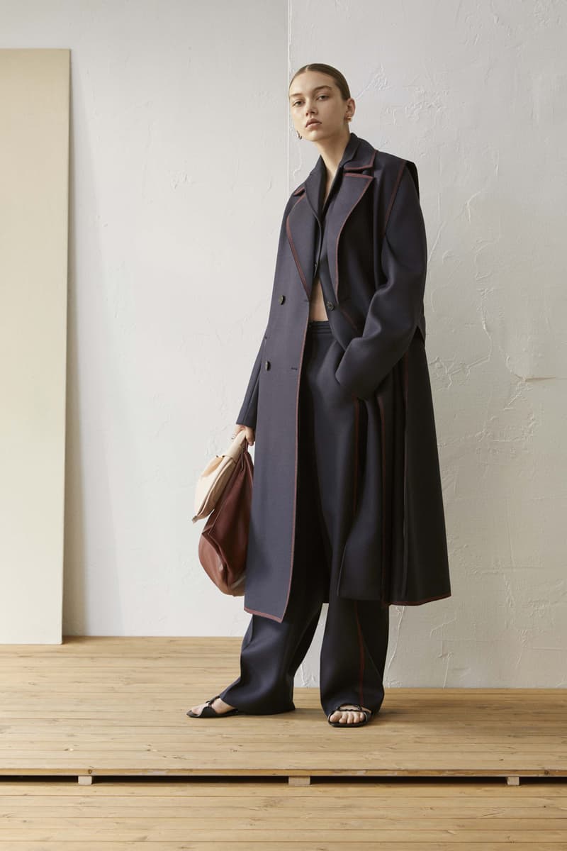 Jil Sander Resort 2019 Collection Lookbook Coat Leather Handbag Navy Brown