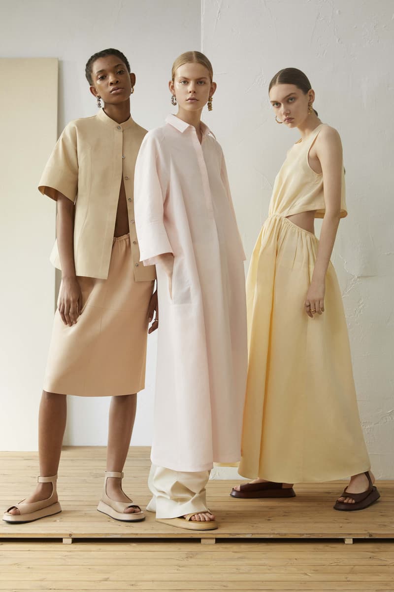 Jil Sander Resort 2019 Collection Lookbook Shirt Skirt Dresses Khaki Pink Yellow