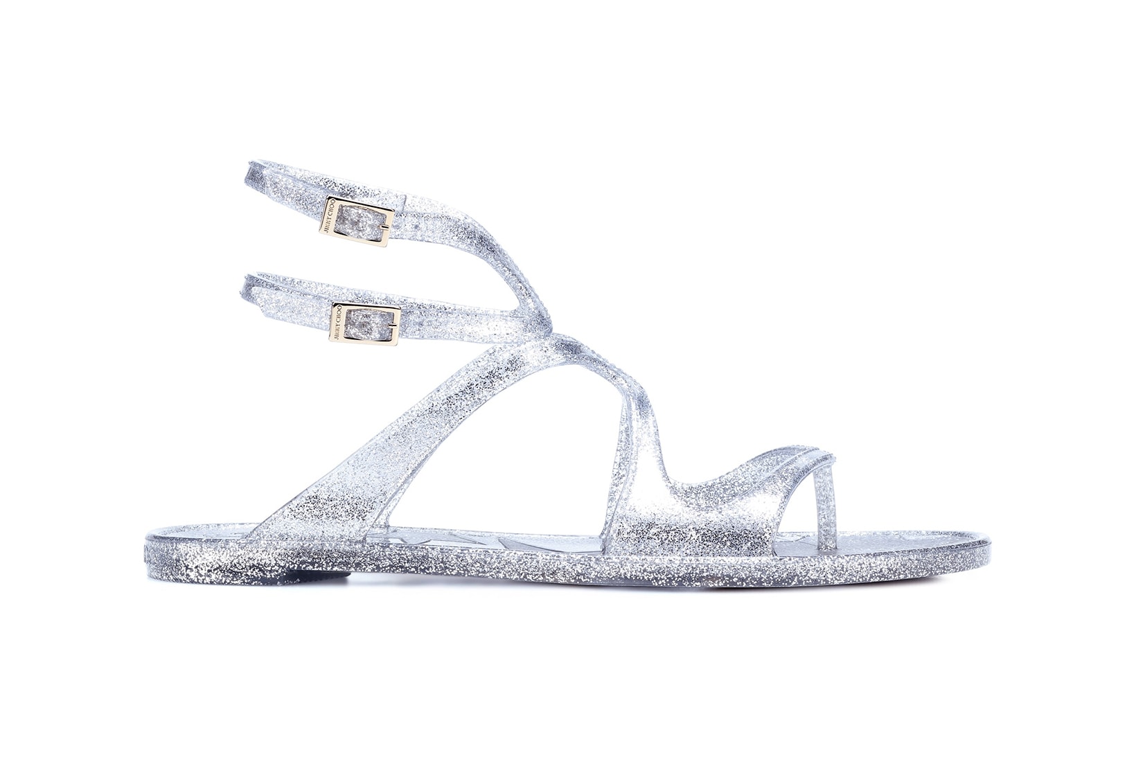 Jimmy Choo Silver Glitter '90s Jelly Sandals