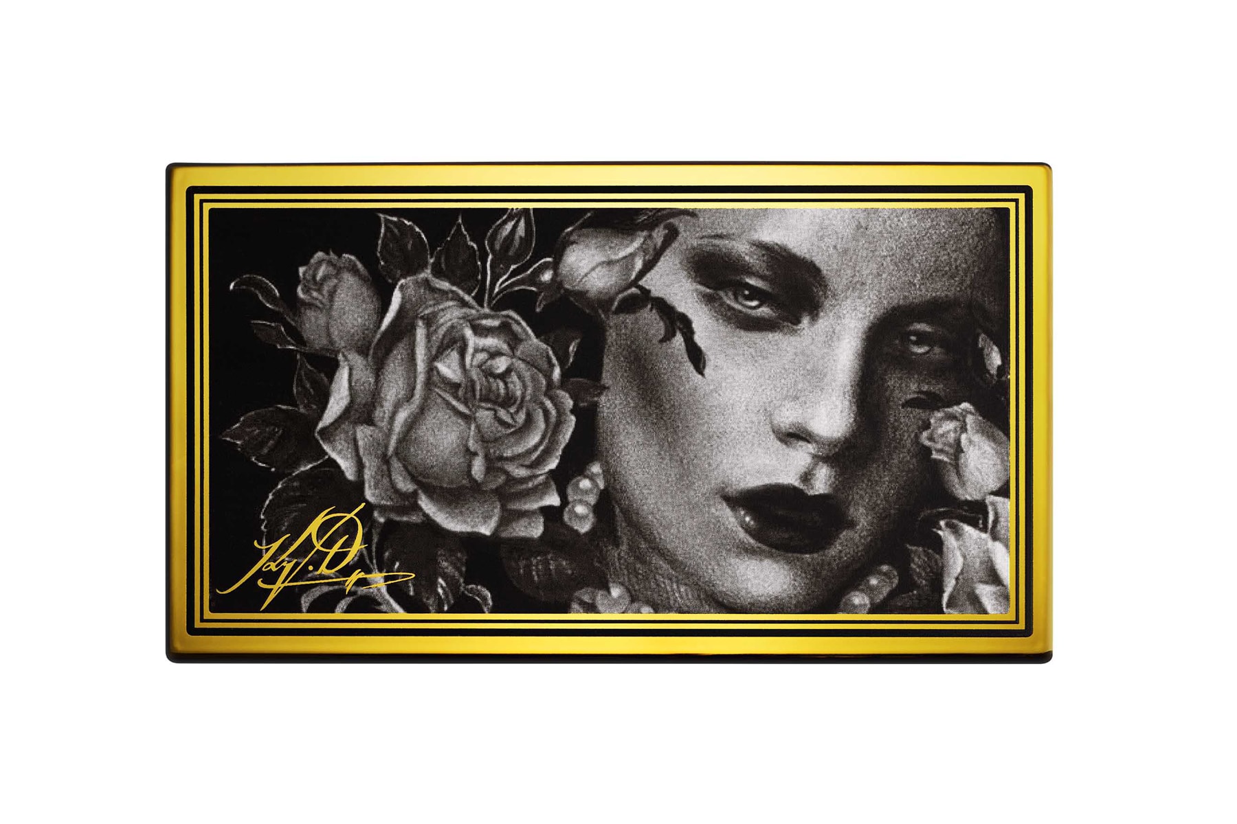 kat von d beauty 10 year anniversary makeup collection eyeshadow palette tattoo pencil drawing portrait rose black grey