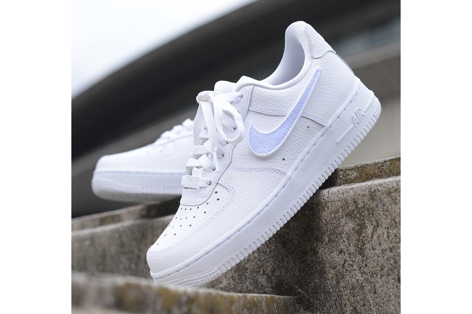 white air force 1 with holographic tick