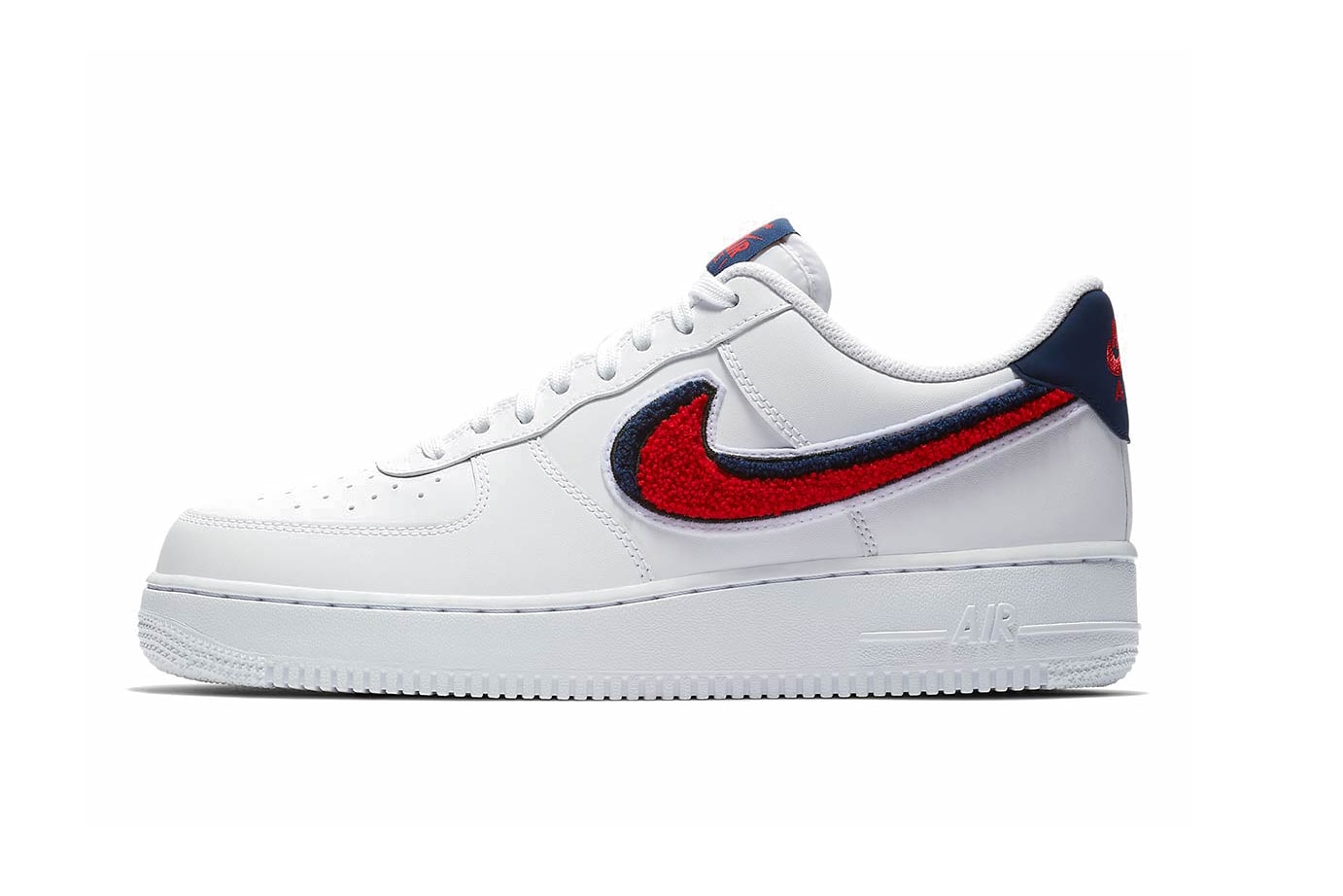 Nike 3D Chenille Swoosh Air Force 1 Low Red Blue White
