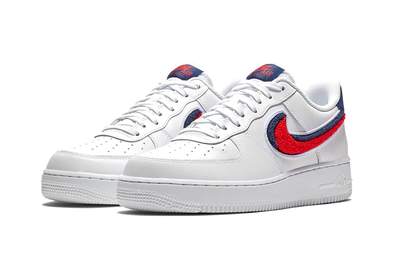 white air force 1 with red and blue check