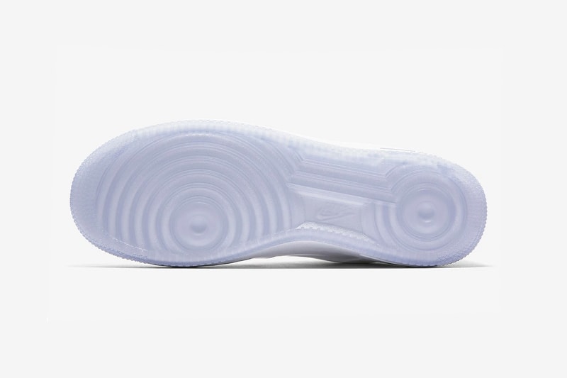 nike air force 1 foamposite triple white clear ice blue outsole bottom
