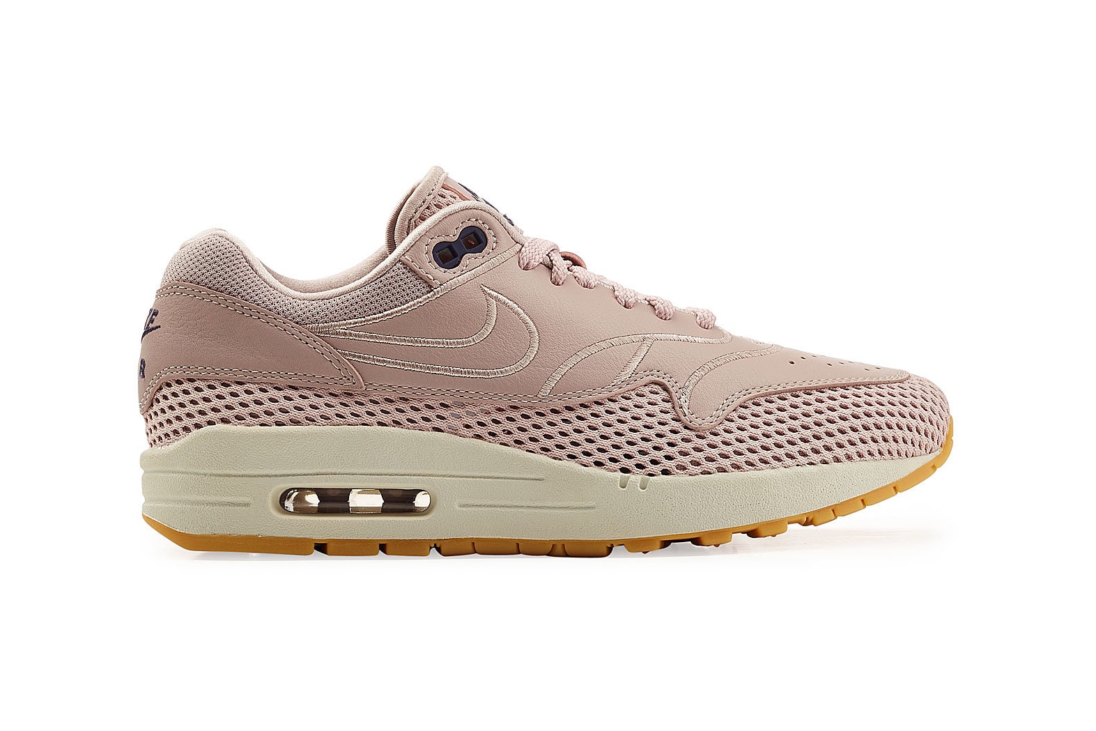 Nike Air Max 1 Dusky Pink White Leather Mesh Sporty Sneakers
