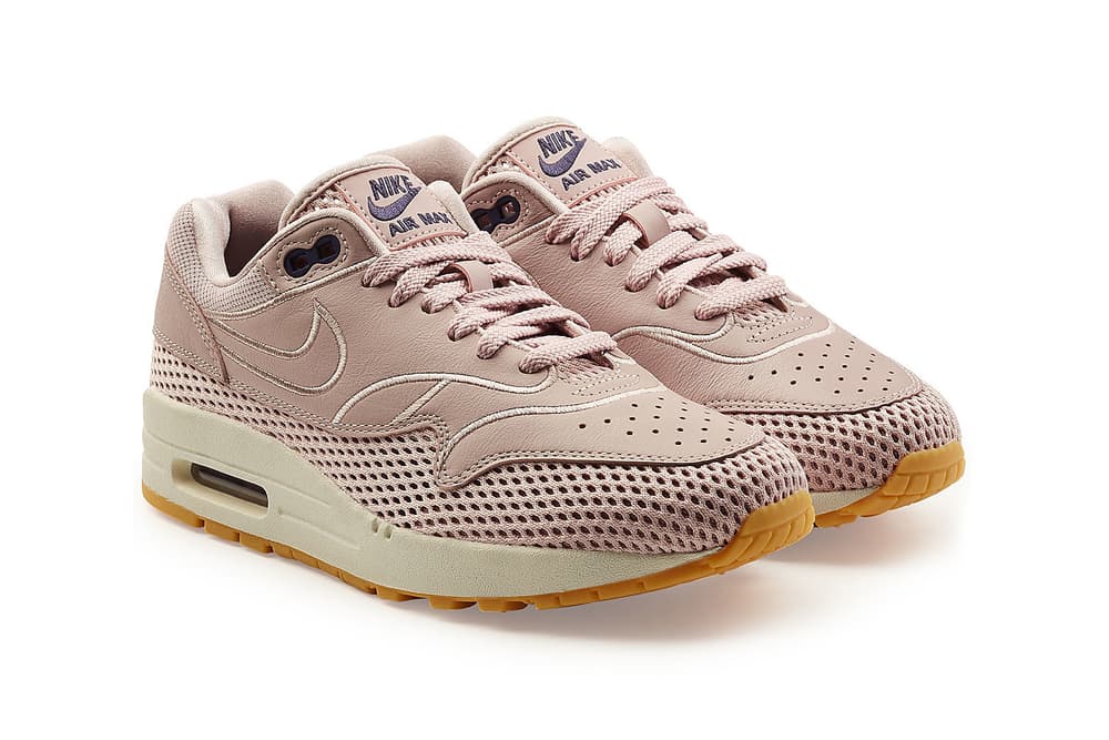 Nike Air Max 1 Dusky Pink White Leather Mesh Sporty Sneakers