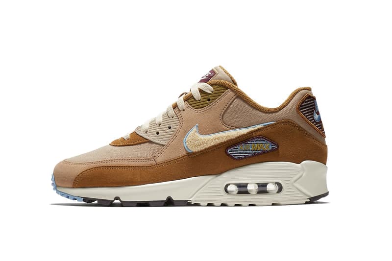 Nike Air Max 90 Chenille Swoosh Brown Textured Sneaker Retro