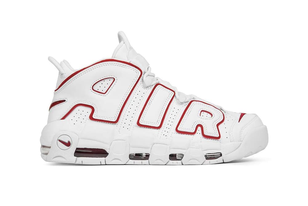 Nike Air More Uptempo In White And Varsity Red Hypebae