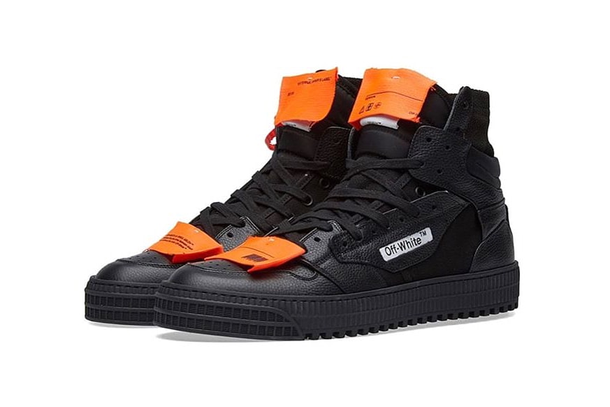 off-white virgil abloh 3.0 off-court sneakers triple black orange red zip tag