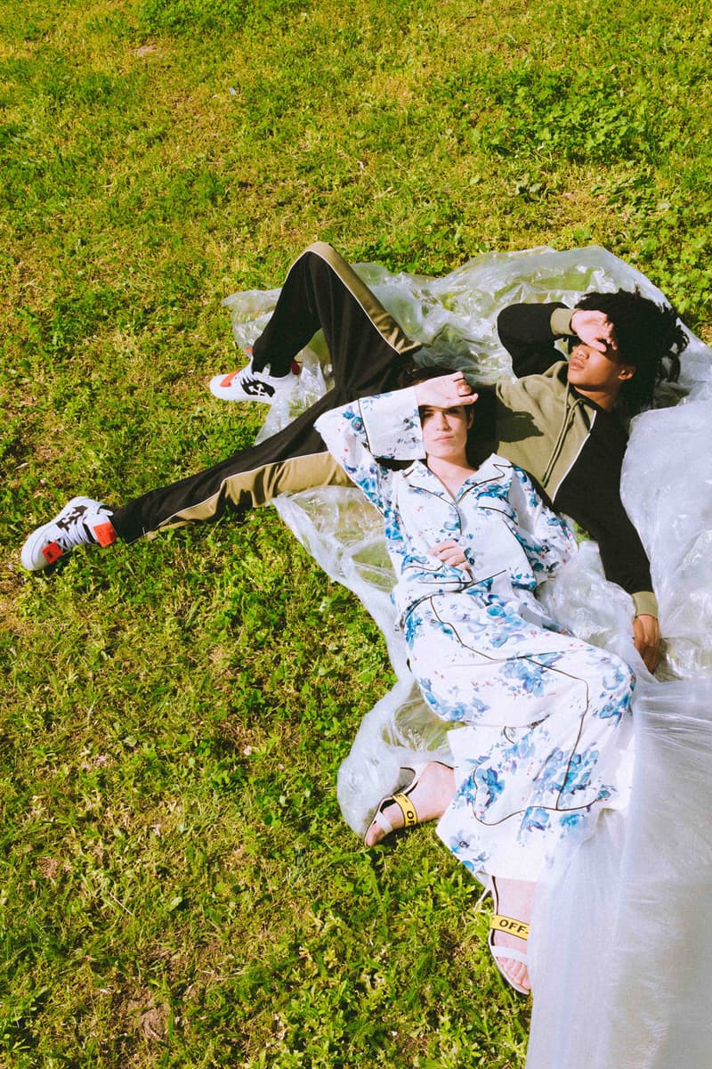 Off-White x Browns Capsule Collection Lookbook Pajama Set Tracksuit Floral White Black Green