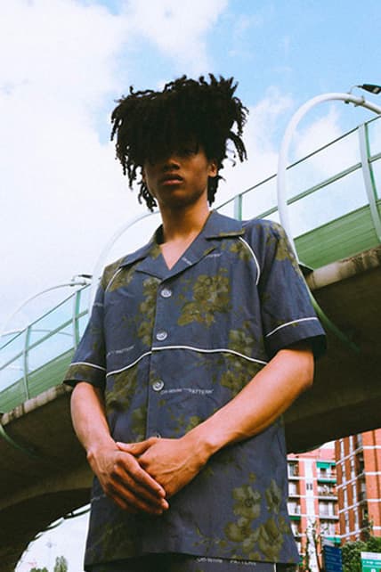 Off-White x Browns Capsule Collection Lookbook Pajama Shirt Blue Green