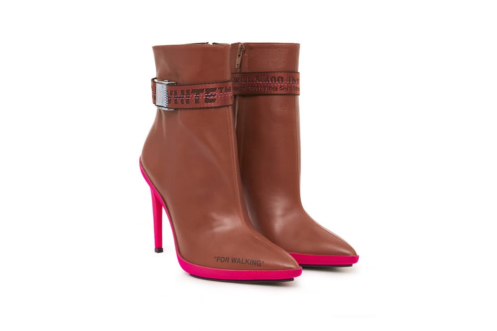 Off-White FOR WALKING Leather Boots Brown
