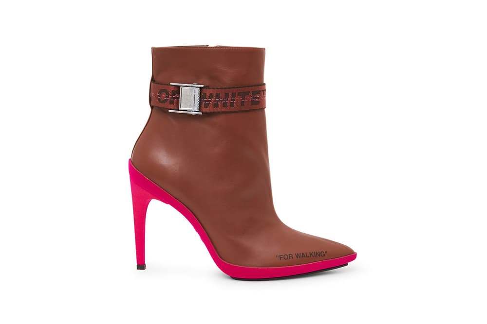 Off-White FOR WALKING Leather Boots Brown