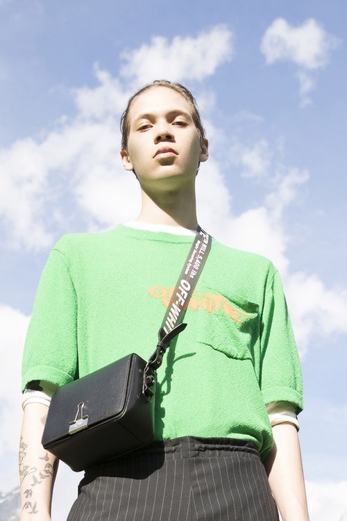 Off-White Men's Resort 2019 Impressionism Collection T-Shirt Binder Clip Bag Green Black