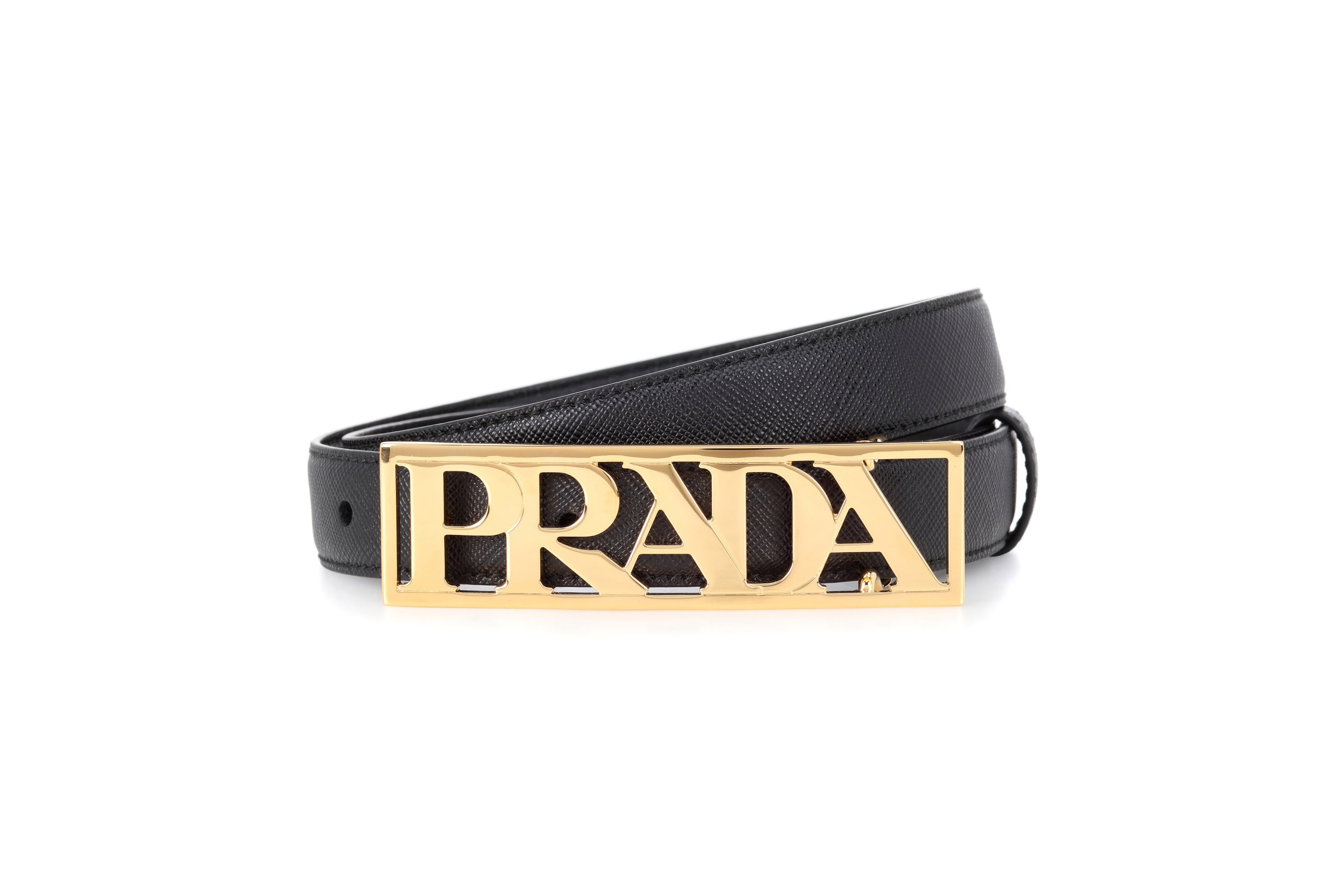 Shop Prada's New Black Leather Logo Belts Miuccia Prada Accessories