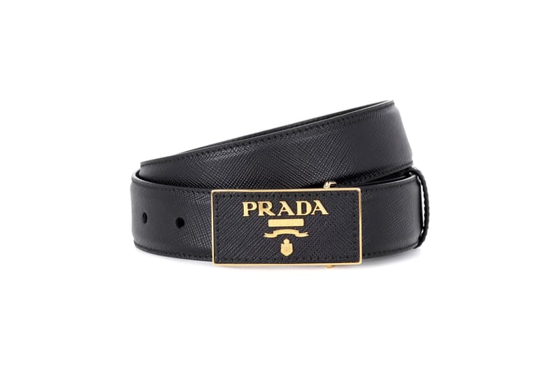 Shop Prada's New Black Leather Logo Belts Miuccia Prada Accessories