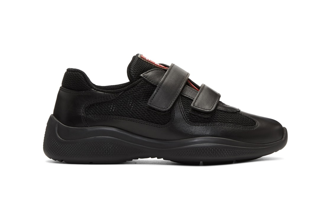 Prada Leather and Mesh Velcro Sneakers Black