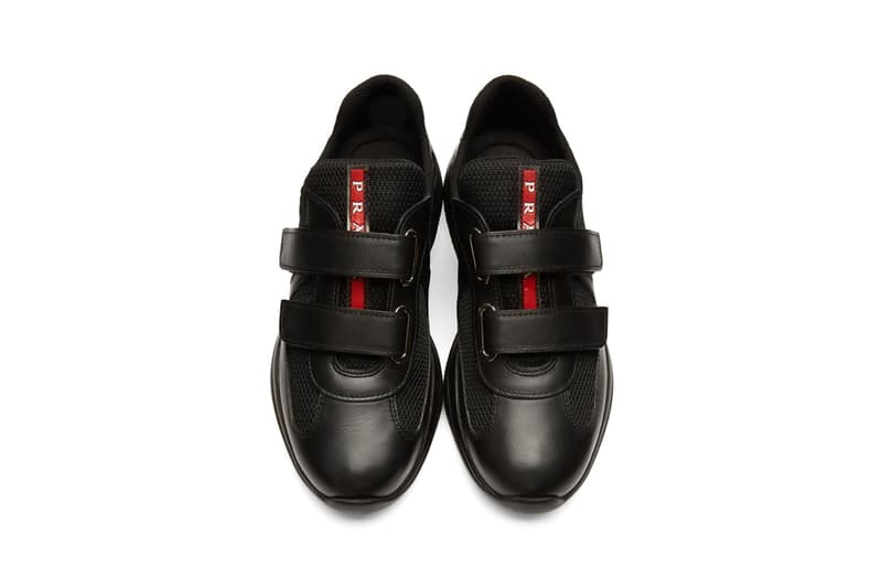 Prada Leather and Mesh Velcro Sneakers Black