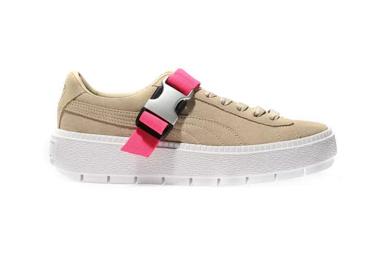 PUMA Platform Trace Buckle Trainers Beige Pink