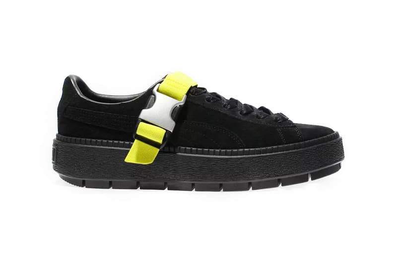 PUMA Platform Trace Buckle Trainers Black Yellow