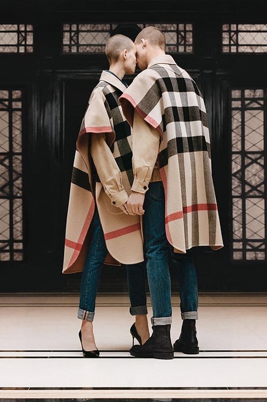 riccardo tisci burberry spring summer 2019 pre collection teaser wool cape check pattern plaid