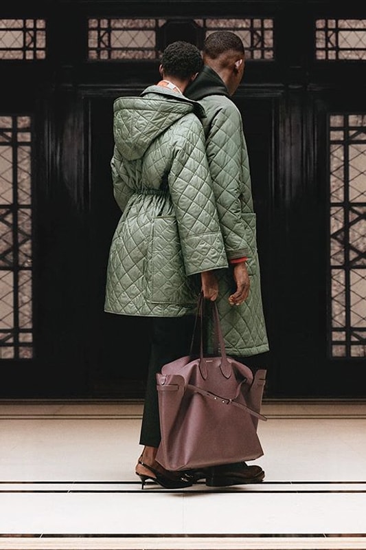 riccardo tisci burberry spring summer 2019 pre collection teaser quilted jackets green maroon belt bag oversize