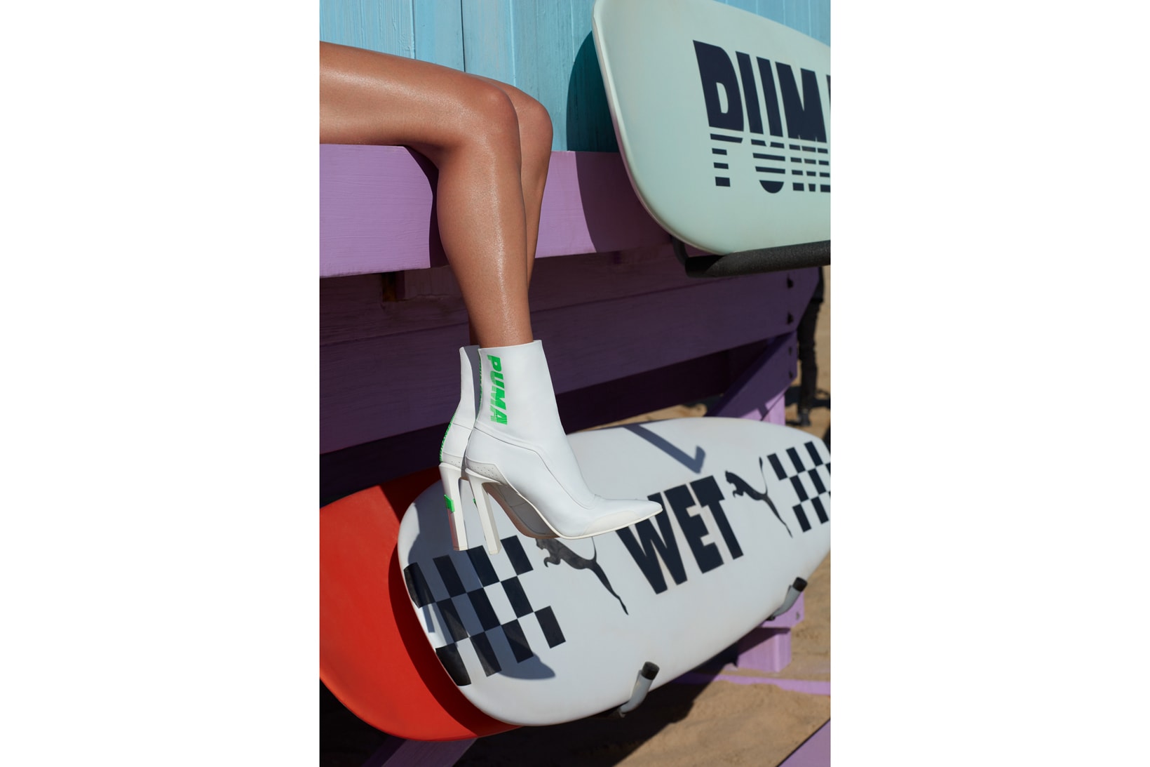 Fenty PUMA by Rihanna Spring/Summer 2018 Leather Pointed Toe Race Booties White