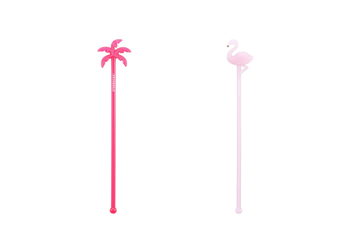 Starbucks Korea Pink Palm Tree and Flamingo Muddler Stirrer Summer 2018