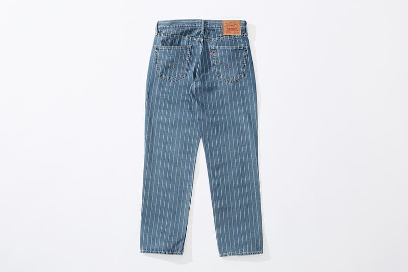 supreme levi's spring 2018 denim collection blue white pinstripe stonewashed 550 jeans