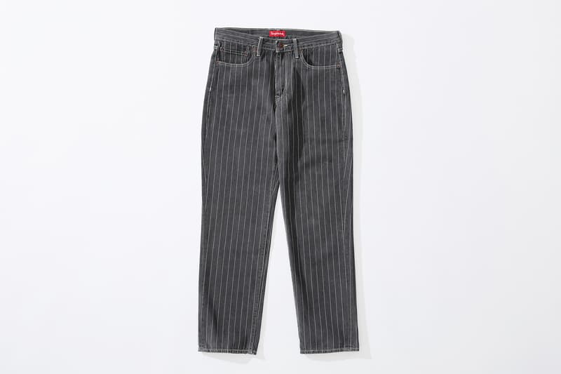 supreme levi's spring 2018 denim collection black white pinstripe stonewashed 550 jeans