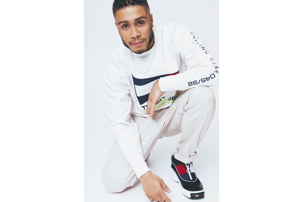 Tommy Jeans Spring 2018 Capsule Collection Campaign Sailing Sweatshirt '90s Fly Sneaker White Blue